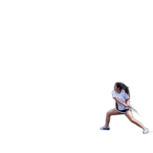 pixel art, 3d render, woman, white, shirt, black, shorts, playing transparent PNG cut-out
