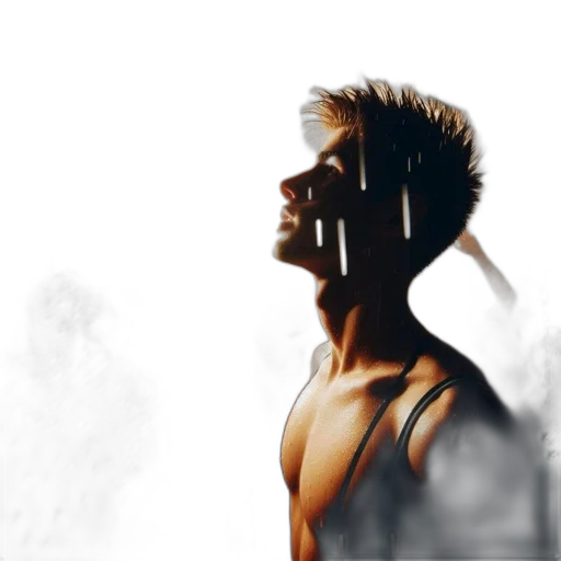 face, photorealistic, concept art, pixel art, comic book art, shirtless, muscular, man transparent PNG cut-out