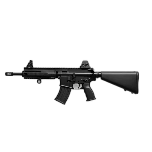 weapon, black, modern, rifle, smooth, matte, finish, sleek transparent PNG cut-out
