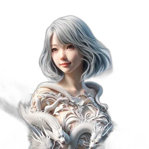 dress, robot, face, hair, fantasy art, concept art, photorealistic, 3d render transparent PNG cut-out