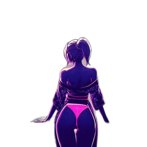 dress, jacket, robot, staff, cyberpunk, concept art, vaporwave, pixel art transparent PNG cut-out