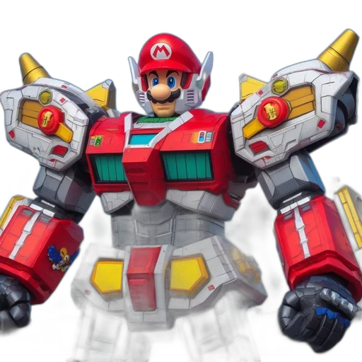 robot, weapon, concept art, 3d render, anthropomorphic, rendition, mario, super transparent PNG cut-out