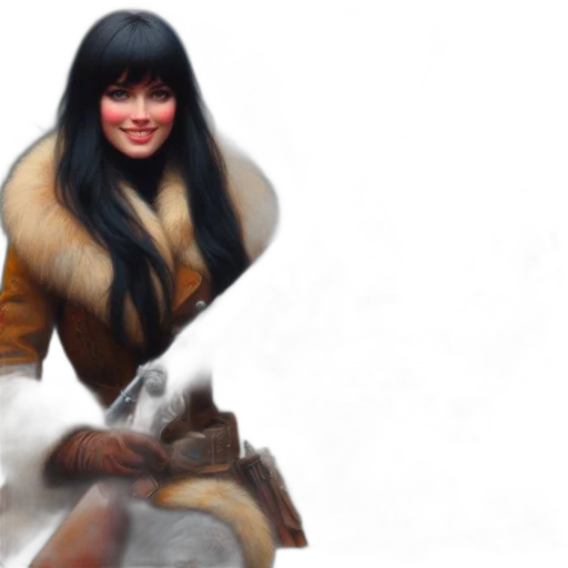 hair, 3d render, photorealistic, concept art, fantasy art, snow, earth tones, woman transparent PNG cut-out