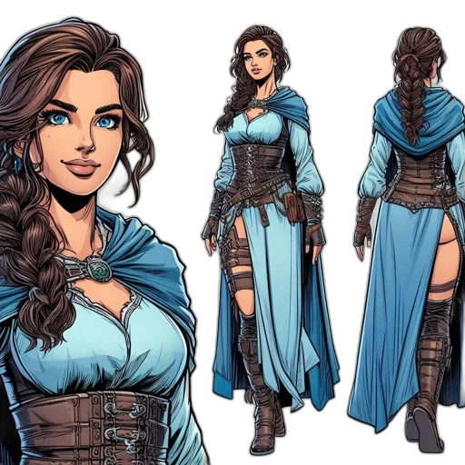 comic book art, concept art, fantasy art, cartoon, blue, earth tones, image, showcases transparent PNG cut-out