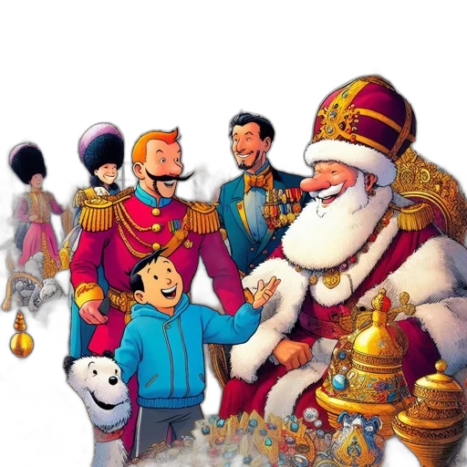 crown, staff, concept art, comic book art, cartoon, pixel art, snow, city street transparent PNG cut-out