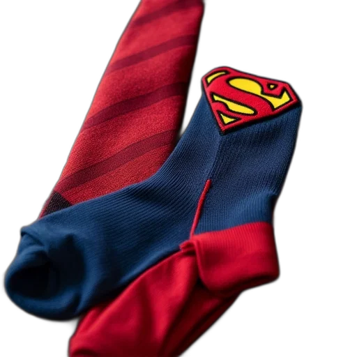 superman, character, socks, red, blue, accents, top, tie transparent PNG cut-out