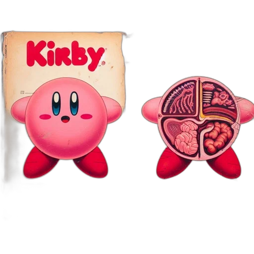 food, 3d render, concept art, pixel art, illustration, kirby, features, his transparent PNG cut-out