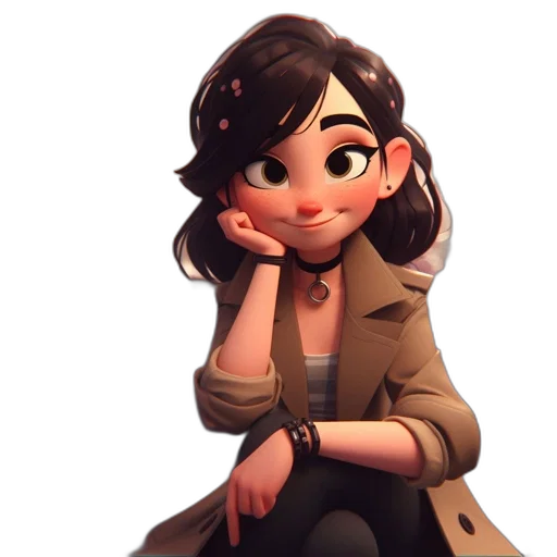 jacket, staff, face, dress, concept art, cartoon, 3d render, fantasy art transparent PNG cut-out