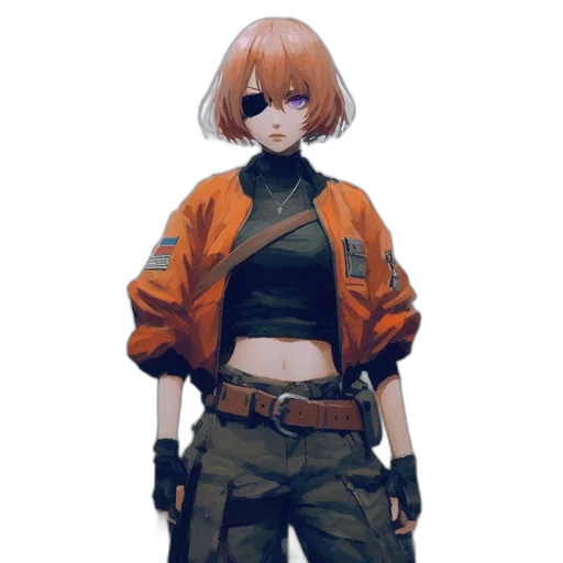 jacket, staff, robot, weapon, concept art, cyberpunk, anime, fantasy art transparent PNG cut-out