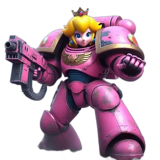 weapon, robot, sword, animal, concept art, 3d render, vaporwave, princess transparent PNG cut-out