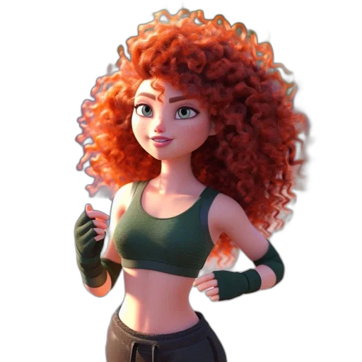 dress, hair, concept art, cartoon, 3d render, fantasy art, fire, green transparent PNG cut-out