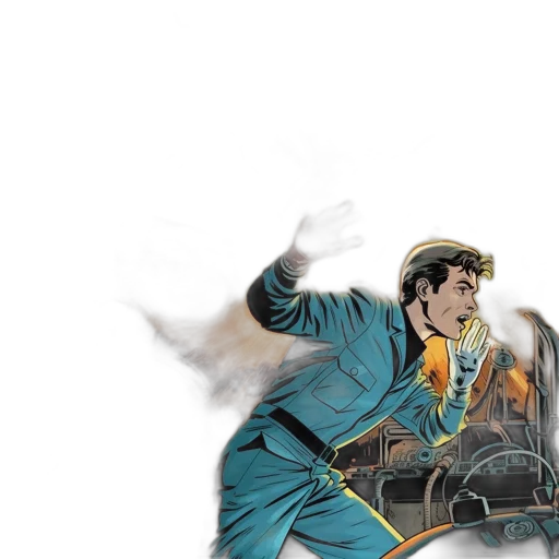 jacket, staff, weapon, sword, comic book art, concept art, anime, blue transparent PNG cut-out