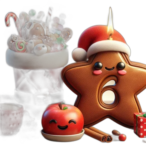 food, 3d render, concept art, photorealistic, festive, display, gingerbread, star transparent PNG cut-out