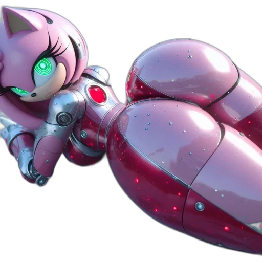 robot, concept art, 3d render, vaporwave, fantasy art, icy, landscape, pink-hued transparent PNG cut-out