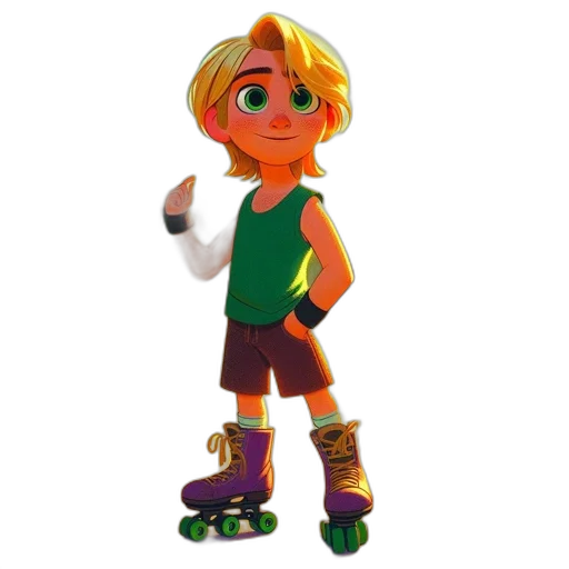 staff, 3d render, concept art, cartoon, fantasy art, green, young, character transparent PNG cut-out