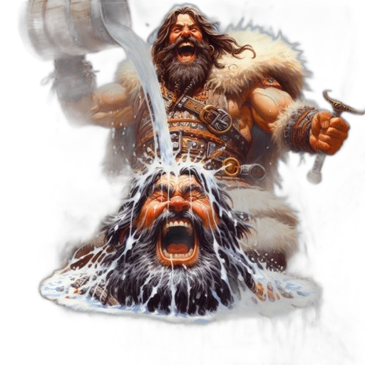 sword, creature, concept art, fantasy art, comic book art, photorealistic, two, bearded transparent PNG cut-out