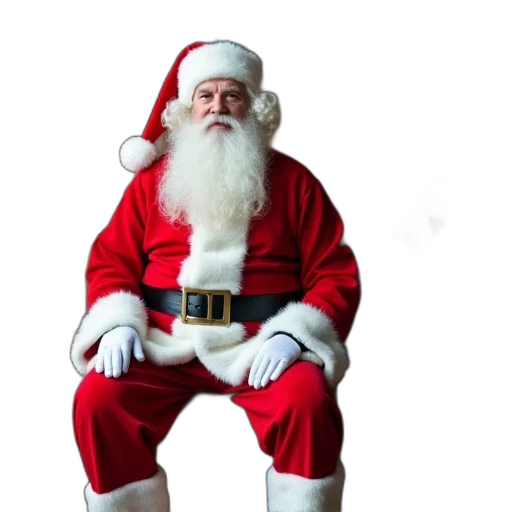 person, dressed, santa, claus, sitting, wooden, bench, wearing transparent PNG cut-out