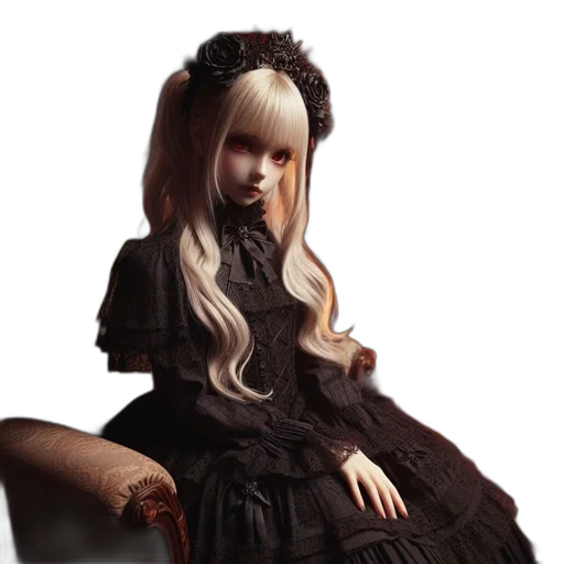 dress, hair, crown, staff, 3d render, photorealistic, concept art, anime transparent PNG cut-out