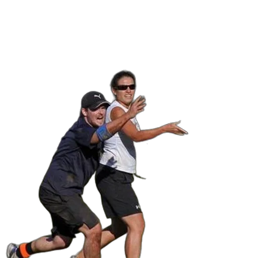 staff, man, black, hat, woman, sunglasses, play, frisbee transparent PNG cut-out