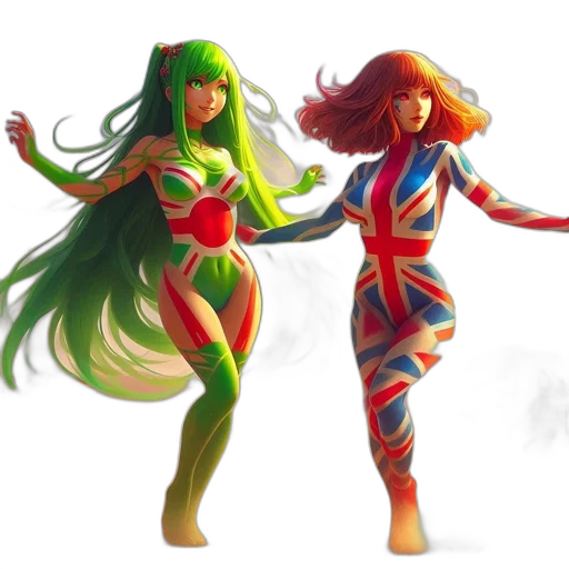 concept art, fantasy art, comic book art, pixel art, green, neon, colorful, two transparent PNG cut-out