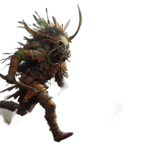 dragon, creature, mask, staff, concept art, fantasy art, 3d render, photorealistic transparent PNG cut-out