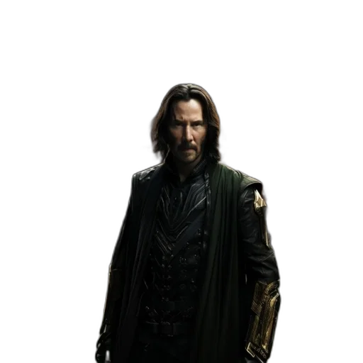 jacket, staff, sword, weapon, concept art, fantasy art, comic book art, 3d render transparent PNG cut-out