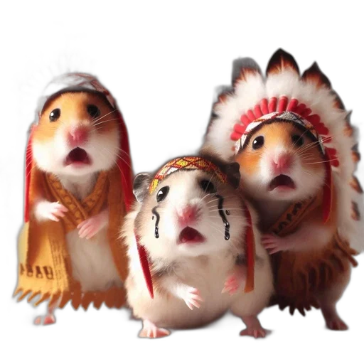animal, concept art, 3d render, photorealistic, three, adorable, hamsters, dressed transparent PNG cut-out