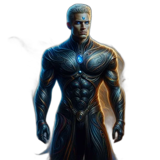 robot, concept art, fantasy art, comic book art, cyberpunk, blue, imposing, figure transparent PNG cut-out