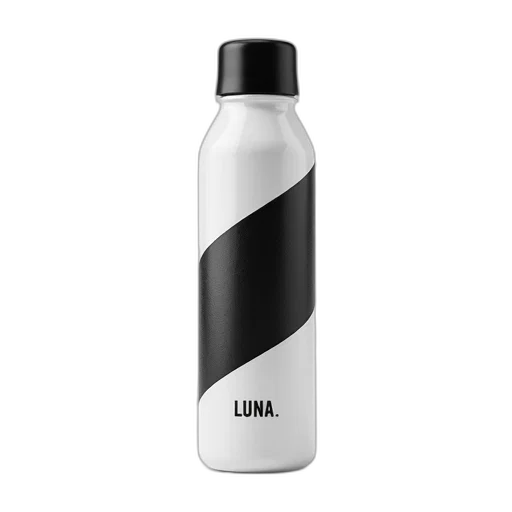 bottle, 3d render, sleek, modern, water, black, cap, white transparent PNG cut-out