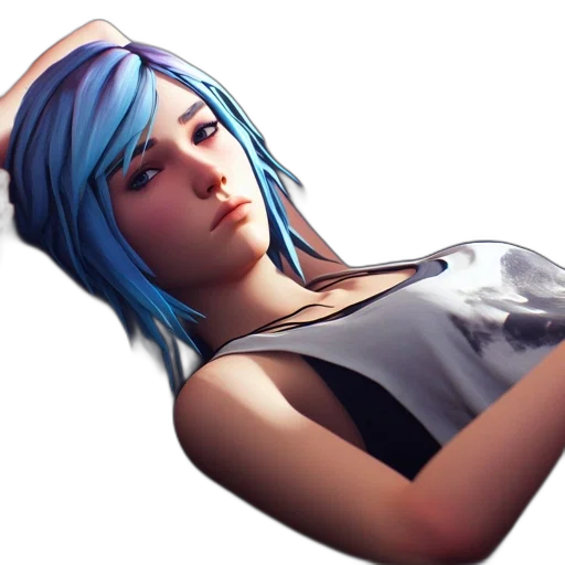 face, dress, staff, photorealistic, concept art, 3d render, cyberpunk, blue transparent PNG cut-out