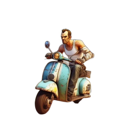 weapon, car, robot, jacket, concept art, 3d render, pixel art, photorealistic transparent PNG cut-out
