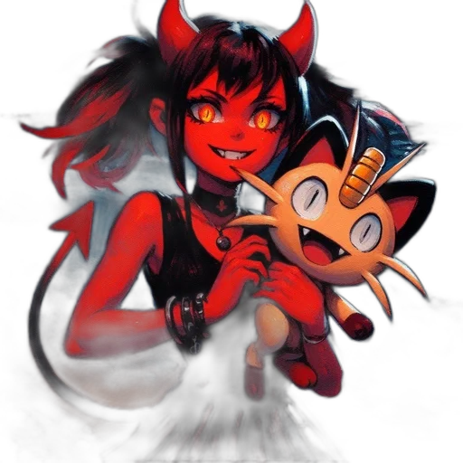 concept art, pixel art, fantasy art, anime, fire, red, red-skinned, woman transparent PNG cut-out
