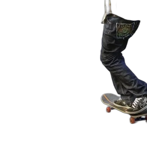 shoes, robot, person, wearing, jeans, sneakers, riding, skateboard transparent PNG cut-out