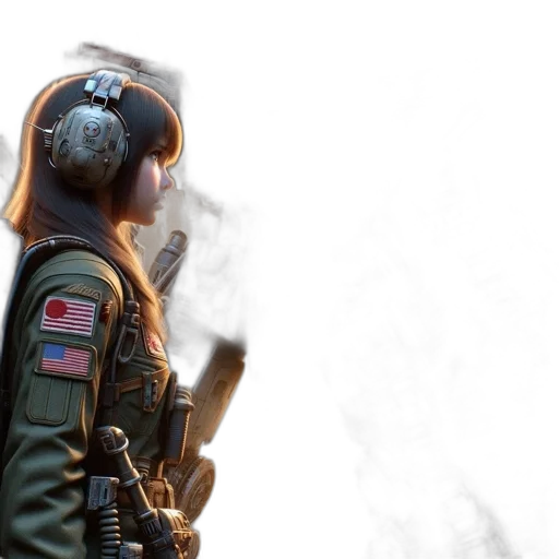 jacket, mask, weapon, staff, concept art, 3d render, photorealistic, cyberpunk transparent PNG cut-out