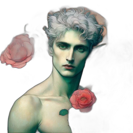 face, crown, mask, flower, fantasy art, photorealistic, watercolor, concept art transparent PNG cut-out