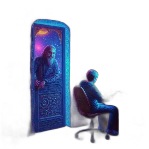furniture, robot, creature, staff, concept art, cyberpunk, vaporwave, pixel art transparent PNG cut-out