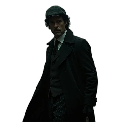 hat, jacket, concept art, comic book art, photorealistic, sherlock, holmes, 2013 transparent PNG cut-out