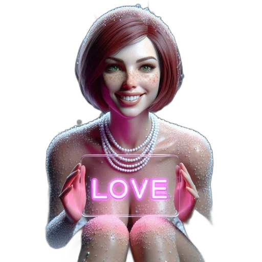 jewelry, robot, dress, 3d render, vaporwave, concept art, pixel art, neon lights transparent PNG cut-out