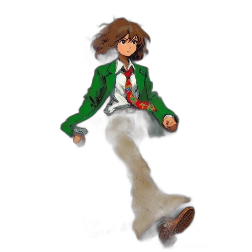 jacket, staff, creature, hair, concept art, pixel art, 3d render, watercolor transparent PNG cut-out