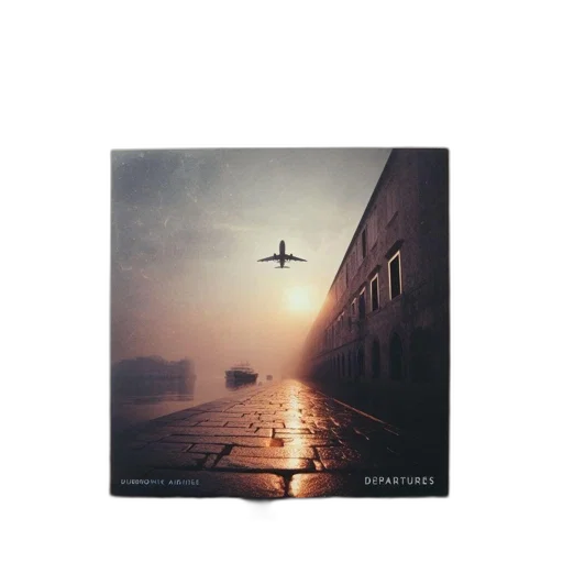 umbrella, building, photorealistic, fog, sunset, airplane, silhouette, flies transparent PNG cut-out