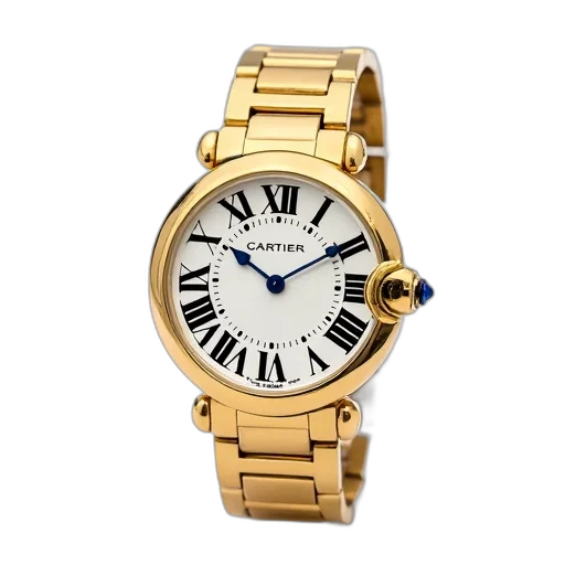 jewelry, gold, cartier, wristwatch, white, dial, black, roman transparent PNG cut-out