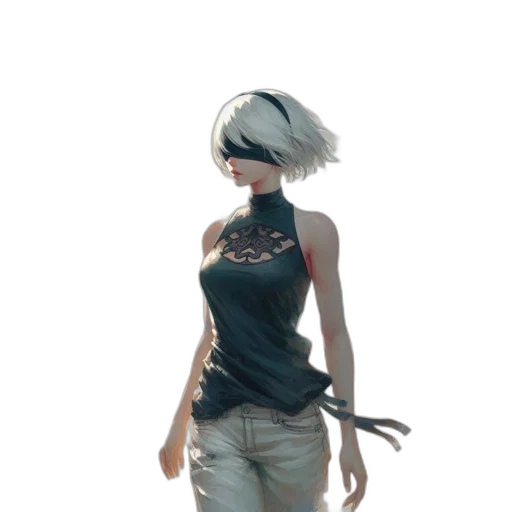 dress, jacket, staff, weapon, concept art, cyberpunk, 3d render, fantasy art transparent PNG cut-out
