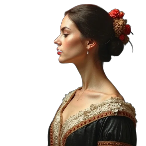 dress, jewelry, crown, face transparent PNG cut-out