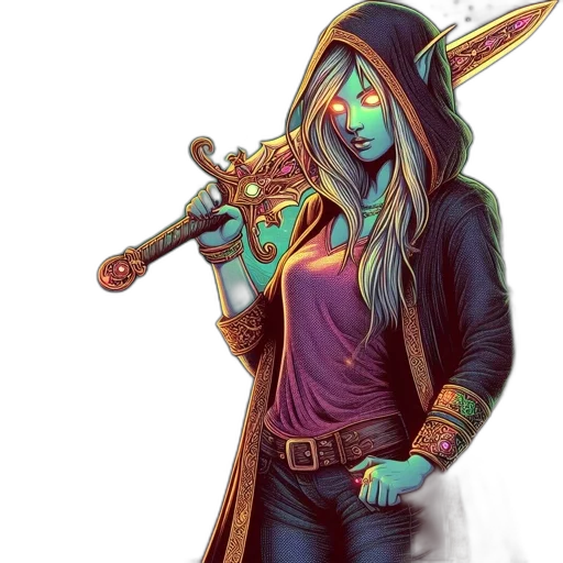 staff, sword, weapon, fantasy art, concept art, comic book art, pixel art, green transparent PNG cut-out