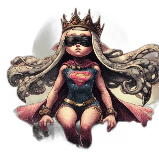 crown, concept art, comic book art, fantasy art, pixel art, dark, determined, woman transparent PNG cut-out