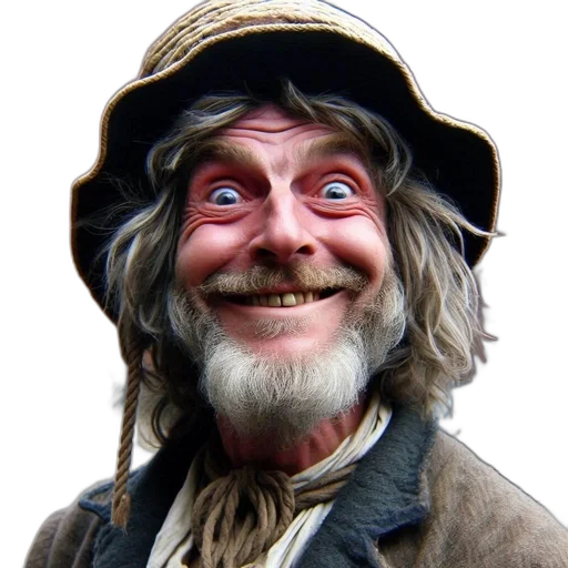 face, staff, hat, mask, photorealistic, 3d render, bearded, man transparent PNG cut-out