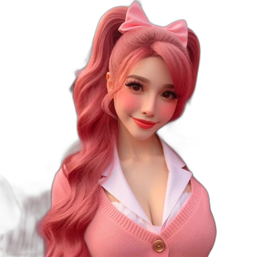 3d render, photorealistic, fantasy art, concept art, group, women, pink, white transparent PNG cut-out