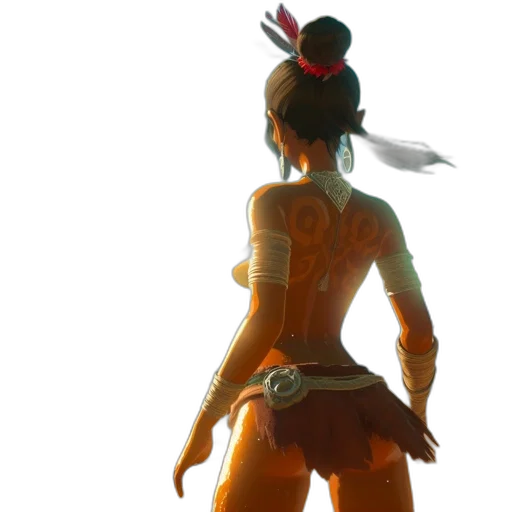 staff, weapon, mask, dress, concept art, 3d render, fantasy art, anime transparent PNG cut-out