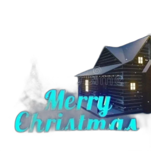3d render, festive, christmas, scene, decorated, tree, cozy, cabin transparent PNG cut-out