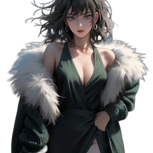 dress, jacket, weapon, concept art, fantasy art, anime, photorealistic, snow transparent PNG cut-out